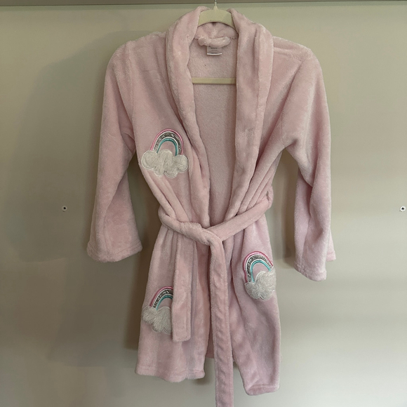 Jessica Simpson Other - Girls Jessica Simpson Pink Fleece Robe Size M (10/12) Rainbow Applique